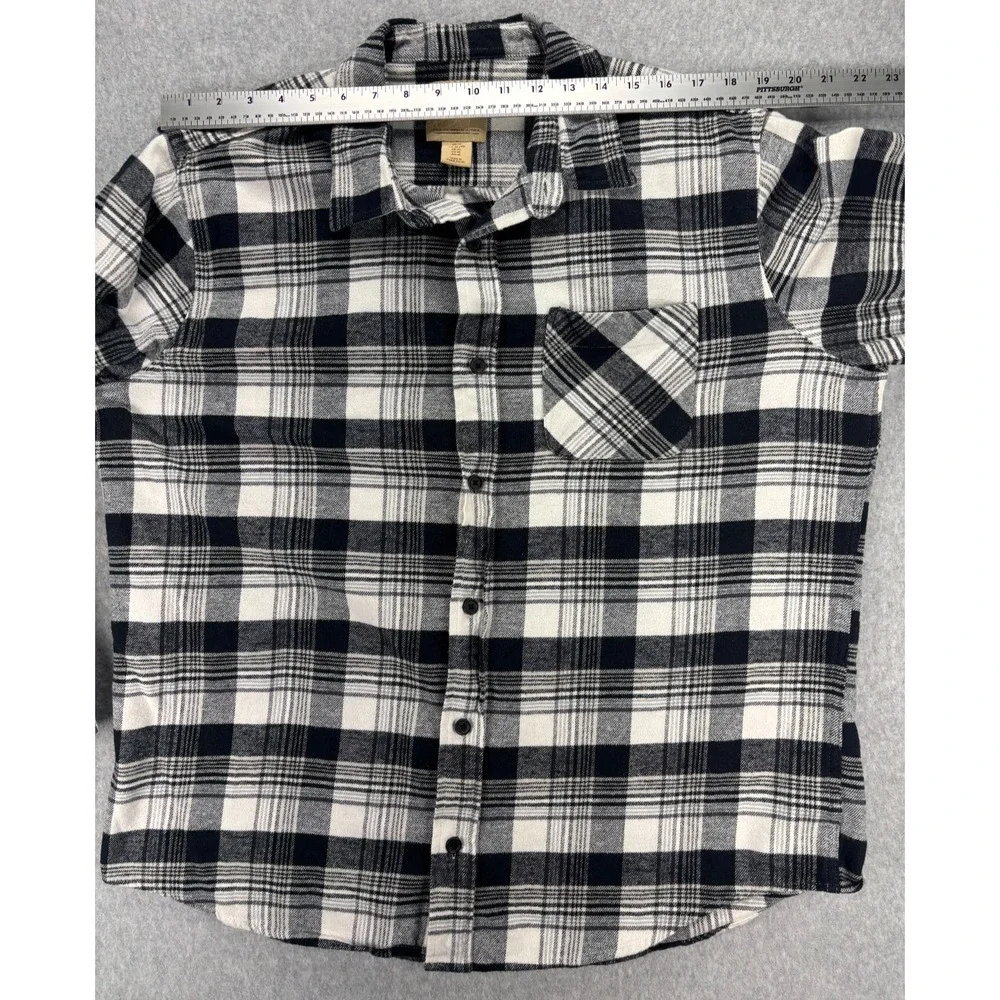Telluride Flannel Shirt Mens XL Black White Plaid Cotton Workwear Lumberjack - Picture 10 of 13